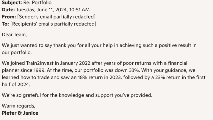 23% return in the first half year